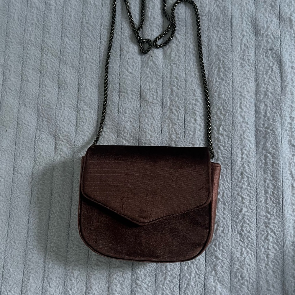 Elegant Brown Velvet Shoulder Bag